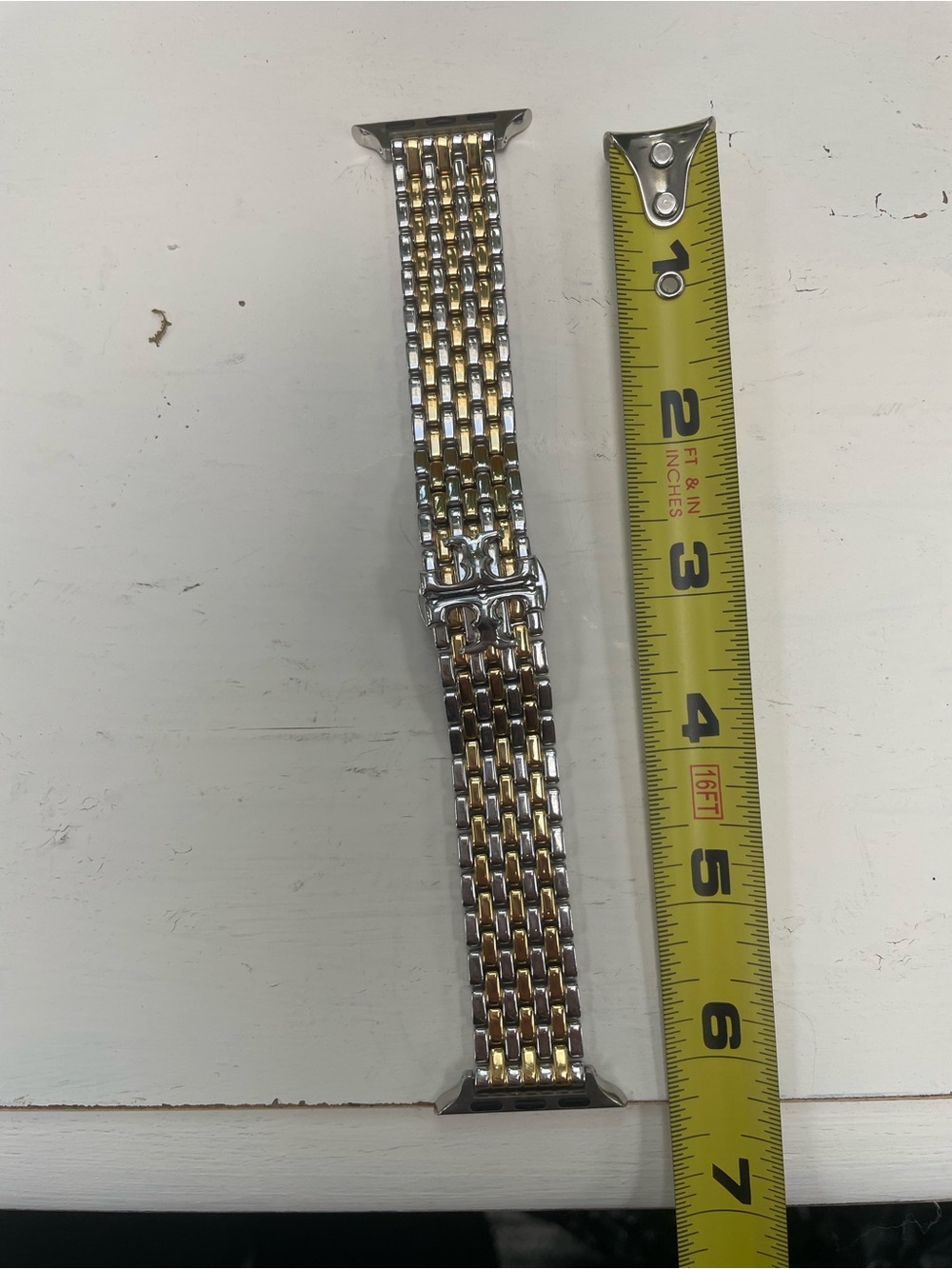 Tory Burch - Two-Tone Stainless Steel Apple Watch Band - Silver & Gold - Picture 4 of 4